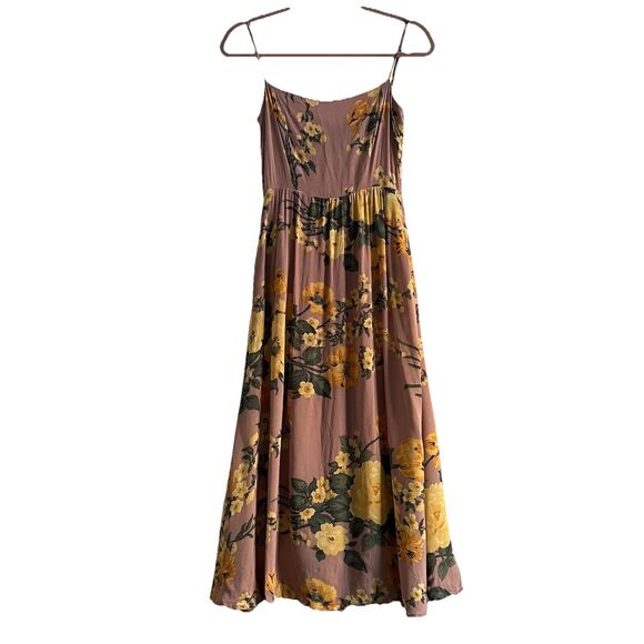 Reformation Floral Midi Dress Size 2 Pink Yellow Flowers Flowy Boho Cute Twee